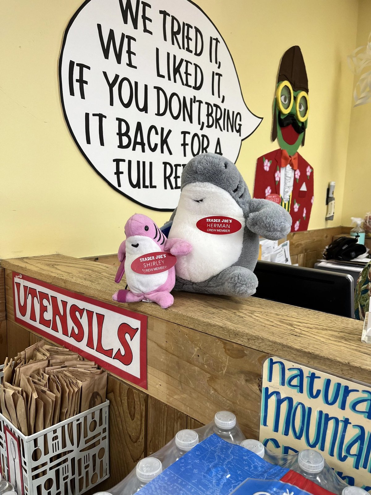 Herman and Shirley the Sharks (x2) at Trader Joe's Oceanside, NY